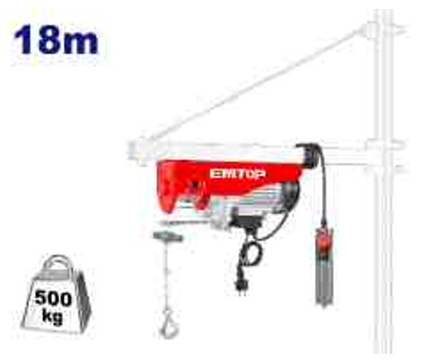 800W Electric Hoist 250/500kg 18/9m Lift 8/4m/min IP54 Emergency Stop Thermal Protection 220-240V Lifting Winch Carton Box